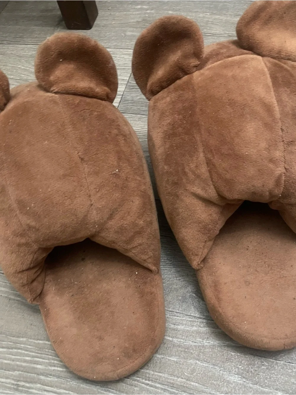 Kids Brown Bear Plush Slippers